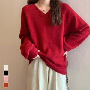 SUTA 니트 스웨터 여성 포근 브이넥 니트 봄 가을 베이직 스웨터