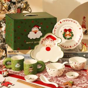 크리스마스 도자기 식기 세트 머그컵 접시 그릇 포함 세트 선물용