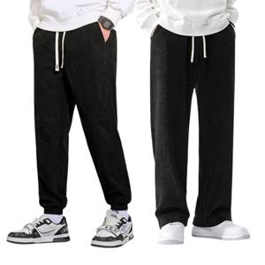 1+1 겨울 남자 교듀로이 기모 바지 남성 세미 와이드 팬츠 골덴 바지