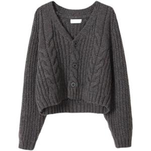 여성 간절기 겨울용 3가지 색상 케이블 크롭 브이넥 니트 가디건 스웨터 예뿐옷 잘산것 같아요 는 평