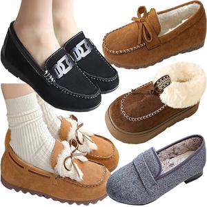 겨울 털 모카신 여성 로퍼 단화 플랫슈즈 스웨이드 털신 메리제인 플랫 신발 키높이 슬립온 소가죽 여자