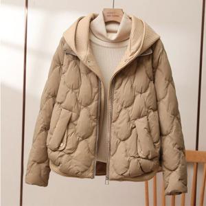 FAXY 여성 후드 누빔 경량 숏 패딩 자켓 데일리 웰론 패딩 점퍼 겨울 아우터 루즈핏