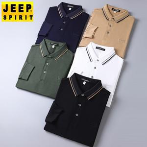 지프 스피릿  남성 루즈핏 카라 넥 긴팔 티셔츠 면 스판 빅사이즈 티셔츠