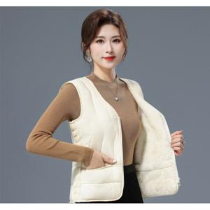 여성 모던 심플 경량 융털기모 브이넥 패딩 조끼 트렌디 간절기 보온 안감 이너 베스트 (2장이상추가할인)