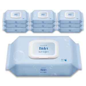 80매10팩 대용량 즐거운집 비데티슈 순수 비데물티슈 저자극 잘녹는 화장실용 두꺼운  천연펄프 저자극