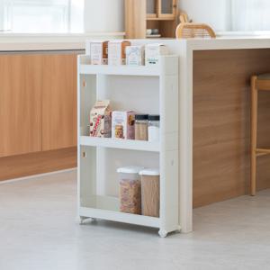 (원데이깜짝쿠폰) NEW 슬림선반 13cm 3단 틈새수납장 트롤리 / 심플 3단트롤리 수납정리 수납함 / 3종컬러