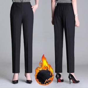 여성 일자핏 겨울 방한 기모슬랙스 9부 밴딩 기모바지