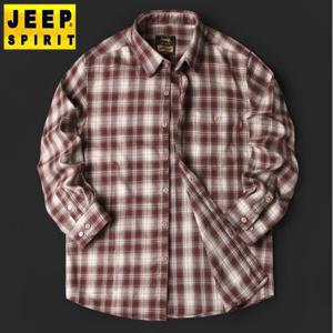 JEEP SPIRIT 지프 스피릿 셔츠 남자 봄 가을 긴팔티 느슨한 패션 체크 캐주얼 탑 버튼 긴소매