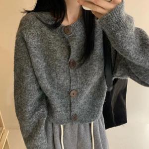 SUTA 니트 카디건 1+1 코코넛 버튼 알파카 라운드니트 가디건