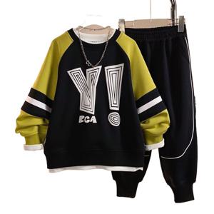 아동 삼동 말 남자 어린이 가을 겨울 신상 라운드 맨투맨 캐주얼 기모 두께 세트 긴 소매 두 벌 여자 어린