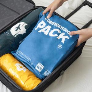 컴팩 여행용 진공 프레스 압축 파우치 3장 SET + 롤업 여행용 압축팩 3장 /총 6장 SET
