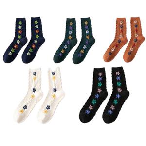 여성양말 5켤레 사계절 라인플라워 자수양말 패션양말