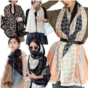 1+1 가을 여성 롱스카프 180X70 여성 실크 스카프 어깨숄 간절기 여자 머플러