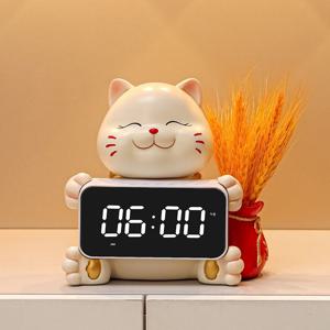 마네키네코 탁상용 시계 무소음 캐릭터 탁상 LED 탁상시계 감성 인테리어 알람 블루투스 스피커 시계