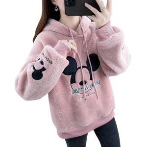 가을 겨울 옷 신상 미키 패턴 스웨이드 고등학생 맨투맨 여자 외투 기모 두께