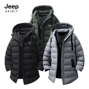 지프스피릿 겨울 남성용 중기장후드 보온 트렌디 패딩 점퍼 QZ95088