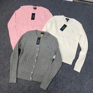 폴 로 랄 프 로 렌 신형 꽈배기 빈티지 자수 니트 카디건 라운드 스웨터 여자 코트 상의