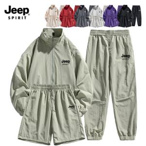 지프 JEEP SPIRIT 아노락 상하의 반바지 3PCS 세트 스포츠 웨어 트레이닝 자외선차단 속건 JP4560