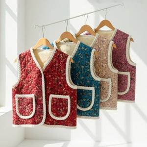 데일리 클래식 플라워 양털 기모 로프 조끼 트렌디 방한 보온 수면조끼 이너웨어 베스트 (2장이상추가할인)