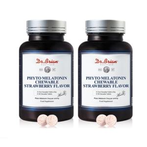 닥터브라이언 파이토 멜라토닌 츄어블 90정 x 2통 6개월분 식물성 멜라토닌 5mg 테아닌 딸기맛 비타민B
