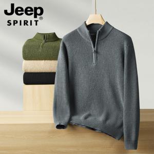 지프 JEEP SPIRIT 2024남성 반집업 니트 편하고 통기성이 좋으며 잠금이 따뜻한 캐주얼 패션 스웨터