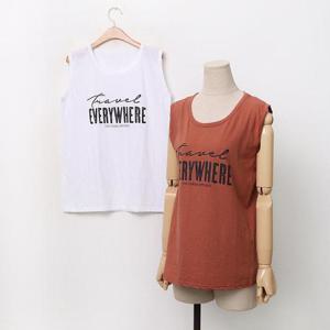 빅사이즈 407 슬럽프린팅민소매티 DNSA029