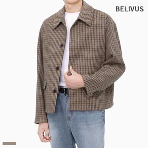 [빌리버스]빌리버스 남자 자켓 체크 카라 울 혼방 아우터 BOP152