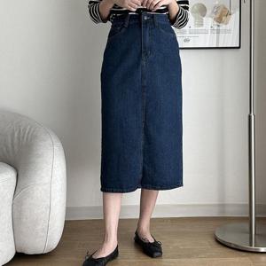 빅사이즈 410 호발워싱H라인청스커트 DLOQ023