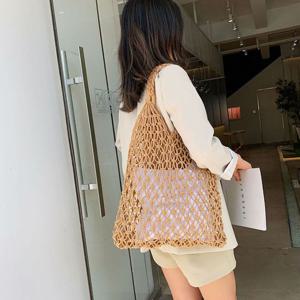 뉴스타 왕골 니트 손뜨개 네트백 그물가방