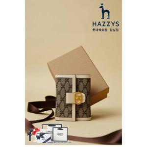 [헤지스]HIWA5E878IV_여성 아이보리 시그니처 패턴 가죽 반지갑