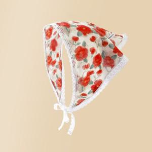 레이스 동백꽃 나비 삼각 두건 머리띠 헤어스카프 레이스 동백꽃 나비 삼각 두건 머리띠 헤어스카프 뜨개 니트커치프 아이돌 공연 제주도 여수