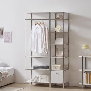 N1671 모듈 3단 선반 진열장 행거 옷장 세트