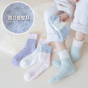 [5켤레/미끄럼방지] 포근한 논슬립 파스텔 투톤 수면양말