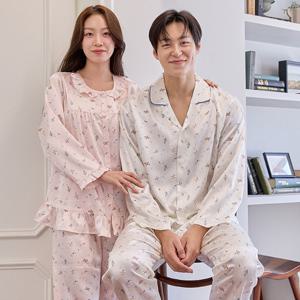 바풀 CA4S11516 커플잠옷 실키 파자마 남성 여성 부부 잠옷 상하