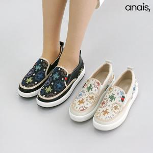 [아나이스] 자수 프린팅 슬립온 4cm_25S059 [무료배송]