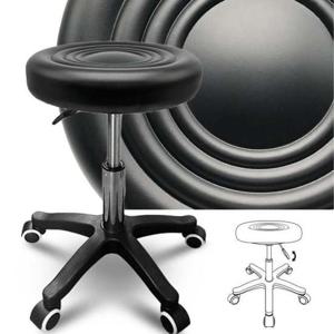 블랙 보조의자 원형 높이조절 미용 병원 보조 의자원형 원형스툴 원형의자 레자의자 보조의자 인조가죽의자 1인용의자 미용의자 작업의자 병원의자