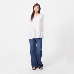 플라스틱아일랜드  라운드넥 셔링 블라우스 (PR3WB803)