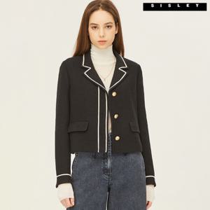 [시슬리]시슬리 바비 트위드 배색라인 숏 자켓 SAJKA6341_BK