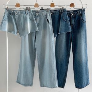 나야홍 / 빅사이즈청바지 V026L507 유니크랩스커트팬츠 LO