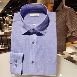 듀퐁셔츠 SE4SM11LS134SBU 비지니스 라인 시원한 여름 울믹 블루 일반 핏 셔츠