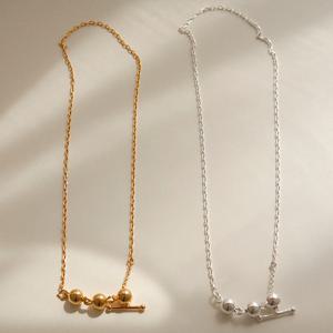 제이로렌 트리블 실버볼 체인 목걸이 N01160