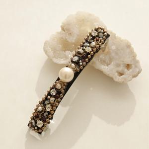 바이데이지 진주 리본 원석 자동헤어핀 Bh0923