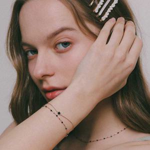 제이로렌 로즈골드 스피넬 체인 실버 팔찌 B01035