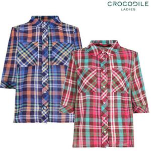 [크로커다일레이디](CLEMBL208) 체크 린넨 반팔 셔츠 블라우스