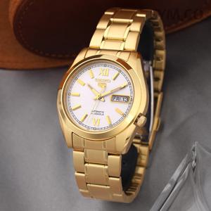 세이코5 SNKL58K1 오토매틱 데이데이트 로마클래식 골드화이트 남자 메탈 시계 c