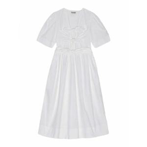 [GANNI] 라프리마 여성 니 Length 원피스 위드 보우 W0306151 화이트 /8