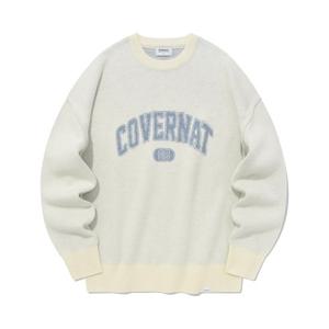 [커버낫] [TAG가 89,000] 램스울 아치 로고 크루넥 니트 아이보리