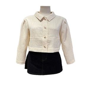 [트위]펄 링클 크롭 블라우스 TNCCFBL001