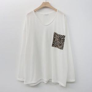 여성 빅사이즈 브이넥호피포켓긴팔티 NOK337