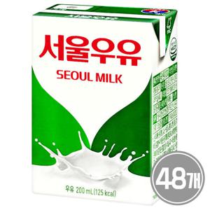 서울 멸균우유 200ml 48개 흰우유 팩우유